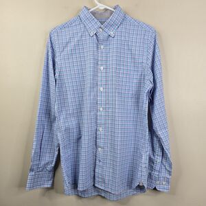 Hickey Freeman New York Mens Long Sleeve Gingham Print Button Down Shirt Small